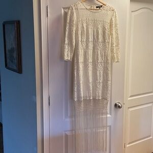 Guess Ivory Lace Long Sleeve Dress